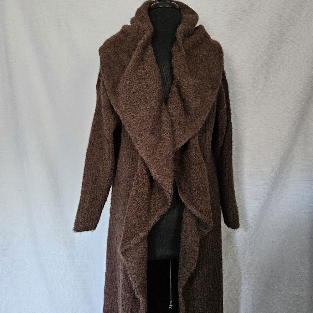 Womens Brown Ruffle Knit Cardigan‎ Size Medium
